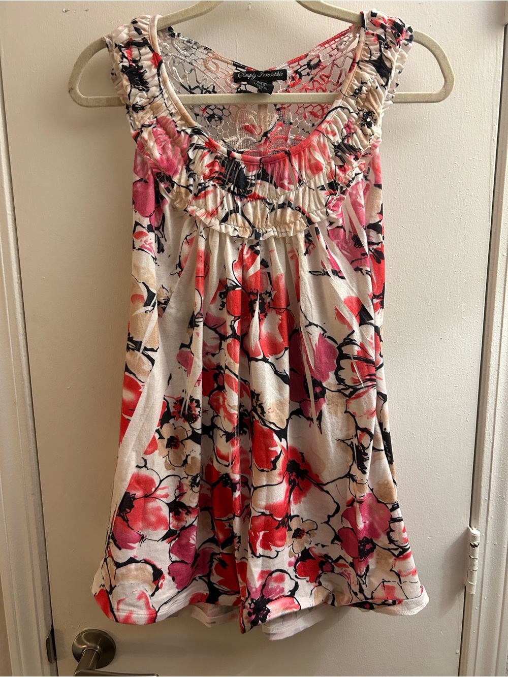 Simply Irresistible Floral Tank - Coral, Black & Cream